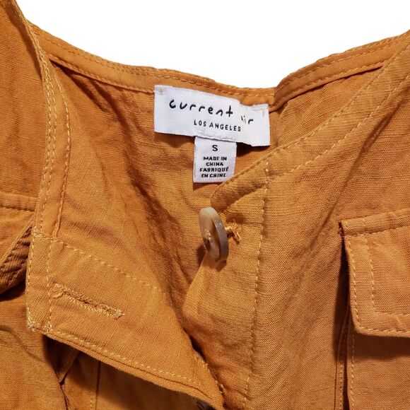Current Air Womens Sleeveless Jumpsuit Size S Square Neck Smocked Pockets Orange - Picture 8 of 14